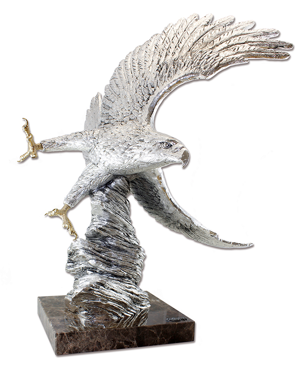 ref: 489P - Aguila plata - 35 x 37 x 48 cm