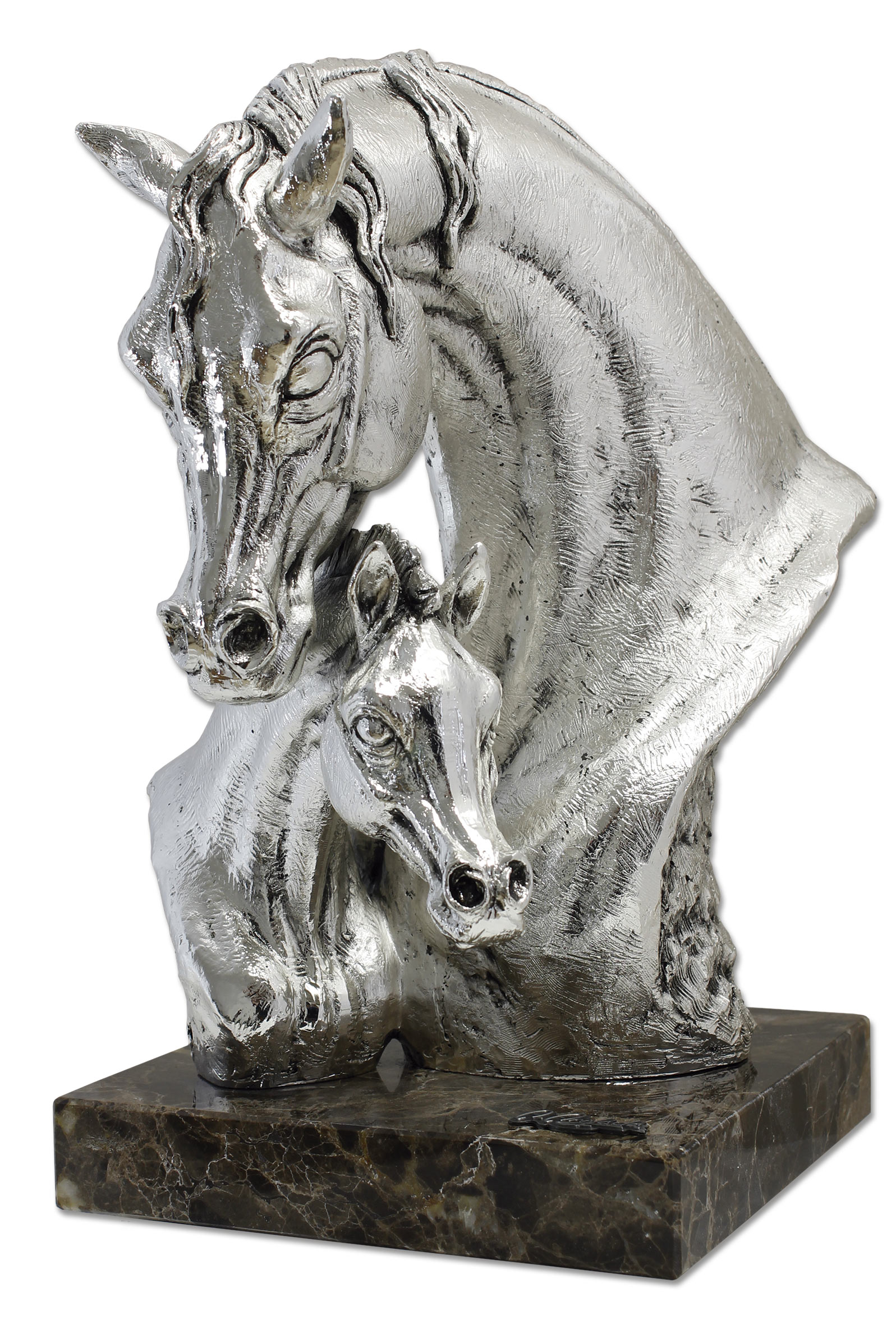 ref: 581P - SILVER MARE WITH FOAL BUST -  7 1/4 x 7 1/2 x 12