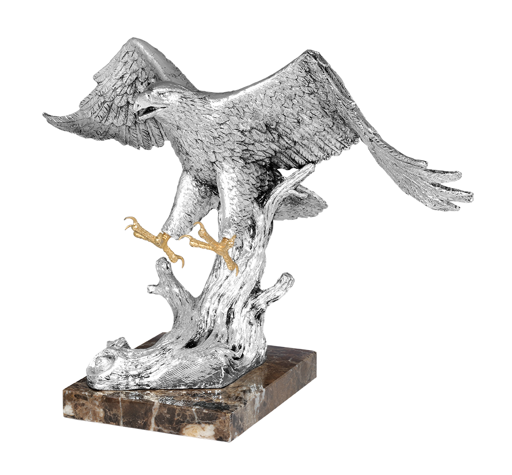ref: 420P - Águila plata - 55 x 30 x 34 cm