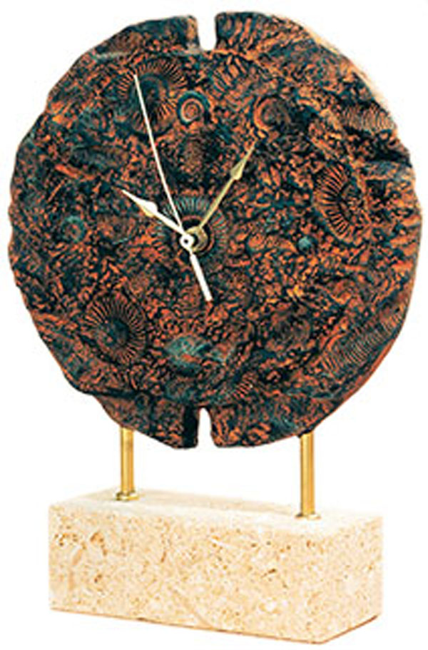 ref: TG31 - Reloj fósiles redondo con peana - 21 x 7 x 29 cm