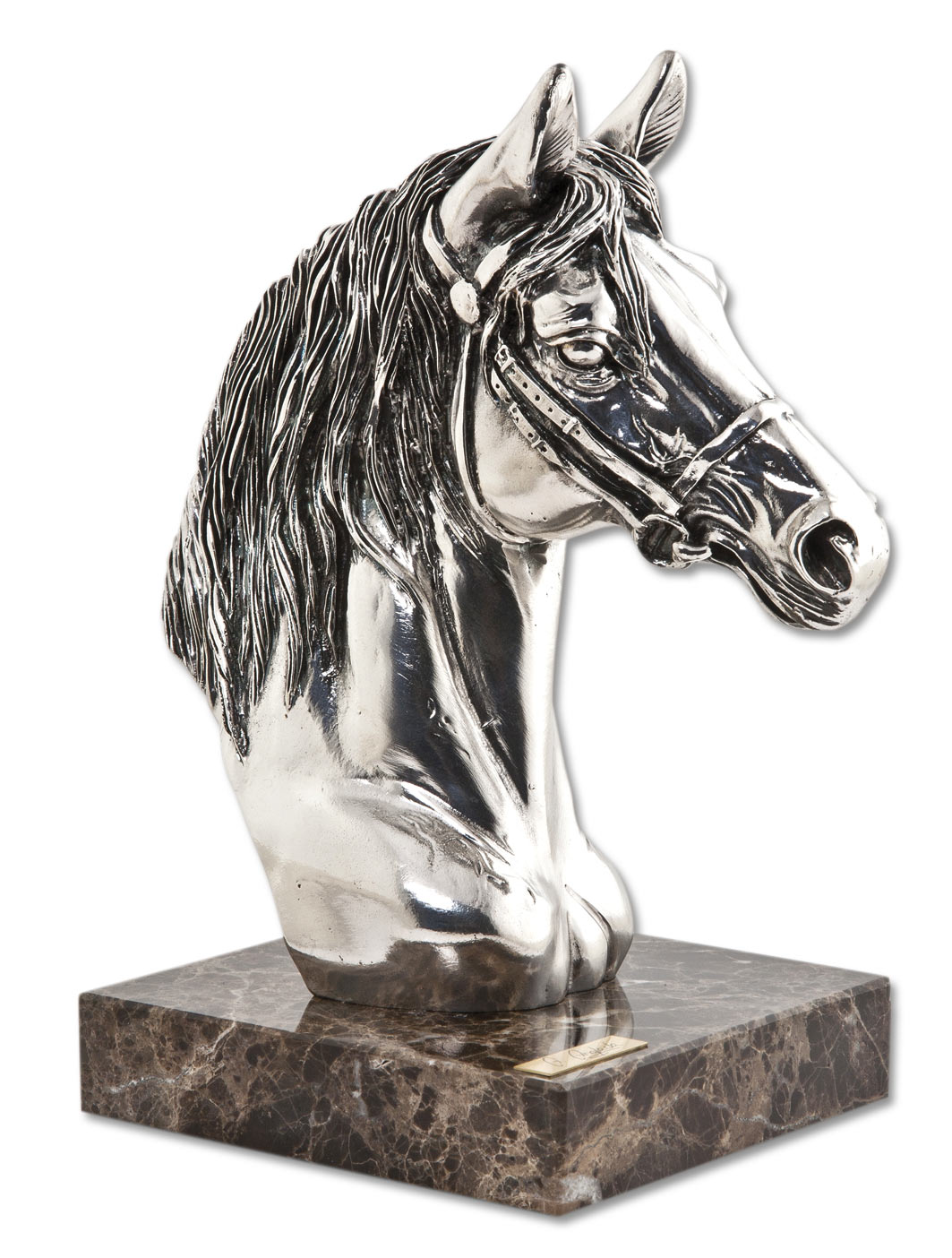 ref: 138P - Busto caballo plata - 17 x 13 x 25 cm